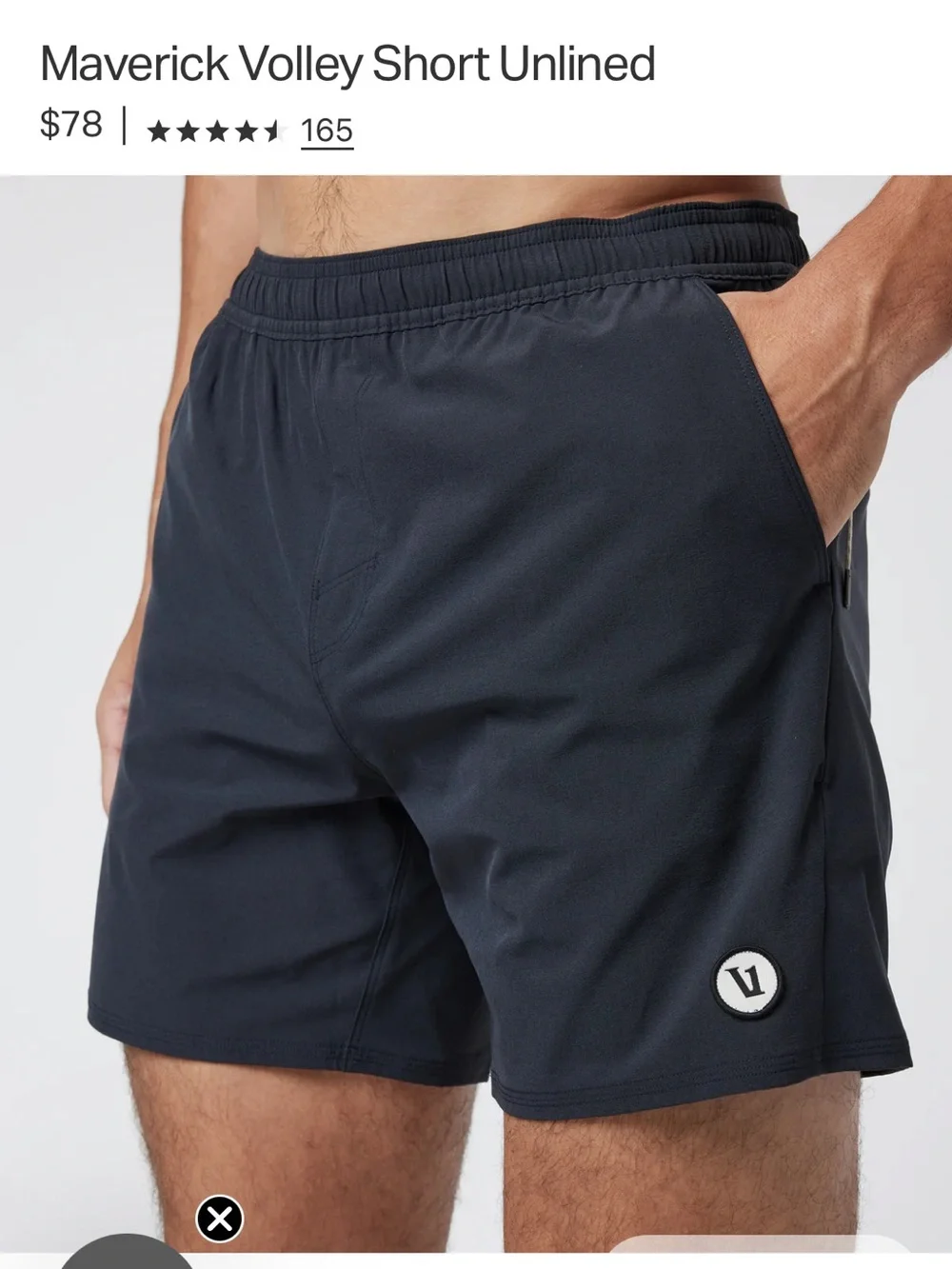 Vuori blue men’s volley short unlined 5 1/2” inseam